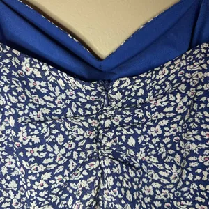 Lulu‘s Walk the Walk Blue Floral Print Ruched Bodycon Mini Dress Size M thumbnail 5