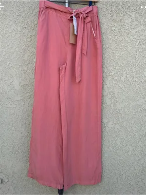Thread + Supply Women’s Pink/Salmon High Waisted Wide Leg CasualPants Medium thumbnail 4