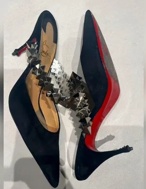 Christian Louboutin Suede Planet Choc 80 Mules thumbnail 3