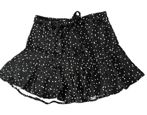 NWT Urban‎ Romantics Black/White Polka Dots Tie-Waist Ruffled Skirt Size Large thumbnail 1