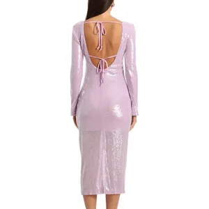 Avec‎ Les Filles - Purple Sequined Bodycon Midi Dress thumbnail 12