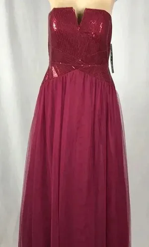 Trixxi Size 11 Burgundy Strapless Sequence Evening Gown. New With Tags. thumbnail 1