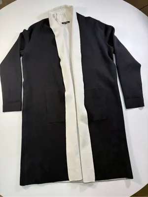 IMAN Cotton Blend Black Cardigan with White Interior thumbnail 2