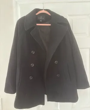 London Fog Black Double Breasted Peacoat Women’s Size L thumbnail 1