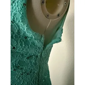Y2K Eureka Aqua Mint Green Sequin Lace Mermaid Evening Gown Dress Medium thumbnail 7