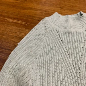 Originality Pearl Embellished Mock‎ Neck Sweater Light Blue Size Large Oversize thumbnail 2