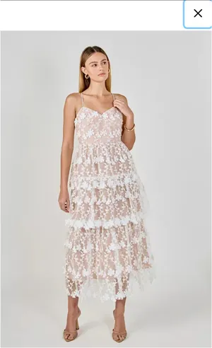 Endless Rose White Lace Tiered Maxi Dress - Spaghetti Straps thumbnail 2