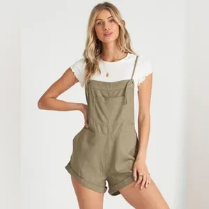 Billabong Wild Pursuit Adjustable Tie Front Straps Short Dungarees Romper M thumbnail 2