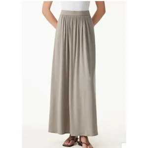 OGL Soft Linen Knit Gathered A-Line Maxi Skirt Dew Sky Blue Size S thumbnail 5