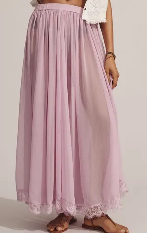 Anthropologie Sheer Volume Lace Hem Maxi Skirt, Size S/M thumbnail 3