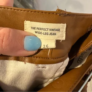 Madewell‎ the perfect vintage wide leg jean in a caramel pleather thumbnail 3