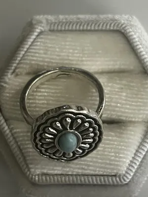 Boho/Vintage Distressed Design Faux Turquoise Ring Size 6 NWT thumbnail 3