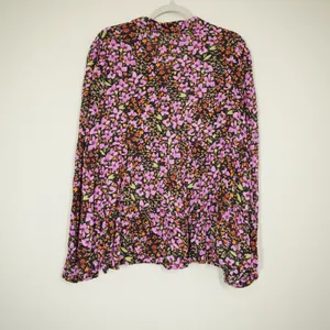 Adyson Parker Women's 3X Floral Button Down Blouse Tiered Peplum Rayon Top Black thumbnail 7