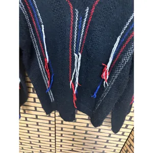 POL Black Multi Color Fring‎ V Neck Sweater Size Medium thumbnail 4
