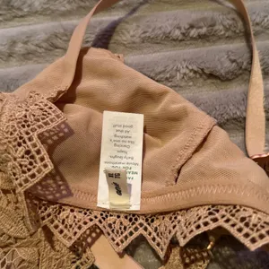 Aerie Tan Floral Lace Wireless Bralette Scalloped Trim XL Nude Boho Intimates thumbnail 2