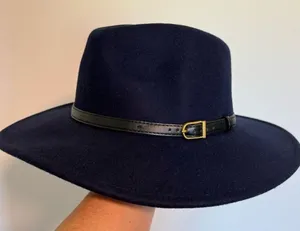 Olive & Pique Felted Wool Pinch Front Banded Rancher Hat‎ in Navy Blue One Size thumbnail 1