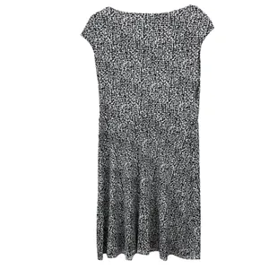 Ralph Lauren‎ Black White Sleeveless Swing Flare Faux Wrap Stretch Dress Size 16 thumbnail 5
