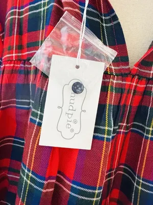 Mudpie Womens Red Plaid Peplum Flounce NWT Top Size Large Keyhole Back Neck thumbnail 10
