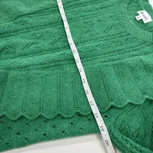 &Merci Sweater Womens Size Large Green Ruffles Pointelle Long Sleeve thumbnail 6