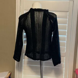 Chic Black Sheer Button-Down Women's Shirt thumbnail 3