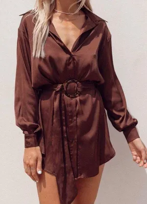 Princess Polly Leighton Mini Dress Brown thumbnail 1