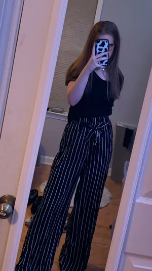 New Look Black And White Striped Flowy Pants thumbnail 1