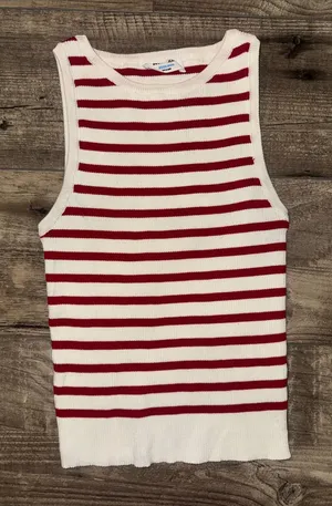 Double Zero Red and Cream Striped Tank thumbnail 1