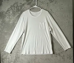 LAKE White Pima Cotton Long Sleeve Pocket Tee Shirt Size Large thumbnail 1