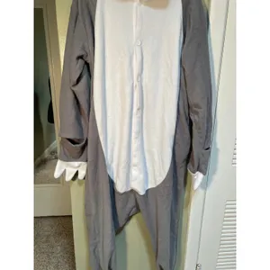 Unisex Adult Sz Small Gray Sloth Cosplay One Piece Pajamas Costume Snap Up Long thumbnail 4