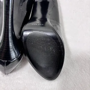 Nine West Black Peep Toe Heels Patent Upper Leather Open Toe Heels Pumps Size 9M thumbnail 11