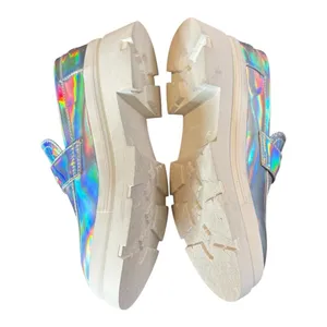 Steve Madden Lawrence Holographic Platform Loafers Chunky Silver Kids 5 Womens 7 thumbnail 9
