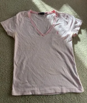 Ralph Lauren Light Pink V-Neck Short Sleeve Baby Tee thumbnail 1