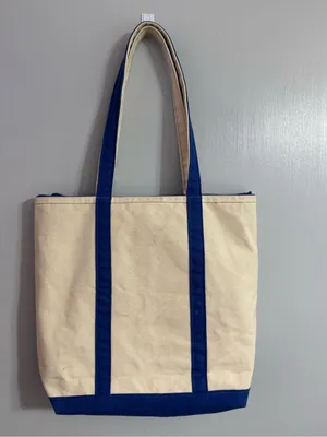 Newport Rhode Island Canvas Tote Bag with Navy Trim Preppy Coastal Vibes thumbnail 2