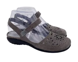 Naot Arataki Perforated Leather Slingback Mary Jane Flat Size 37 / 6 Grey Marble thumbnail 1