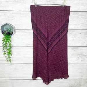 Vintage Express Burgundy Purple Boho Floral Bandana Skirt Size Large thumbnail 4