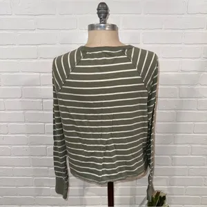 Aerie Olive Cropped Striped Long Sleeve Tee thumbnail 5