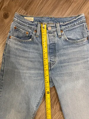 Levi’s Premium 501 Cropped Jeans 24 Rare Style Big E Raw Hem $108 thumbnail 8
