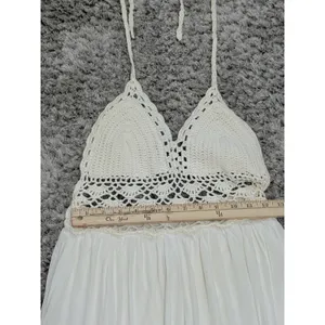 Lilbetter Womens Ivory Crochet Halter Maxi Dress Boho Beach Resort Vacation S thumbnail 12