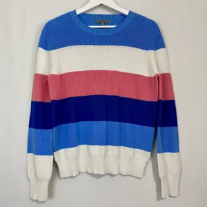 Cable Stitch Women’s Long Sleeve Knit Stripe Sweater Blue & Pink Size Medium thumbnail 1