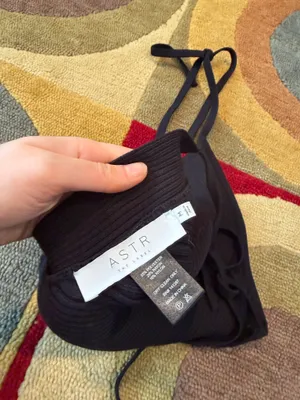 ASTR The Label Black Ribbed Halter Top Low Open Back Women’s Size Medium thumbnail 3