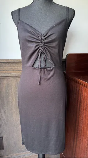 21 Saints Women's Black Ruched Front Cutout Dress nwt large thumbnail 1