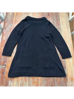 Field Flower Anthropologie Black Chunky Knit Cowl Neck Tunic Sweater Pockets M thumbnail 14