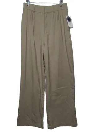 Abercrombie & Fitch Tan Khaki Pleated High Waisted Wide Leg Trousers Pant Size M thumbnail 1