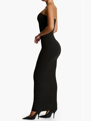 Naked Wardrobe Strapless Shirred Sheer Mesh Body-Con Dress Small thumbnail 3
