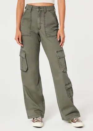 Hollister ULTRA HIGH-RISE BAGGY 3-POCKET CARGO PANTS thumbnail 1