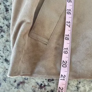 Zara Faux Suede Bomber Jacket Women Large Tan Minimalist Elastic Hem Snap Front thumbnail 12