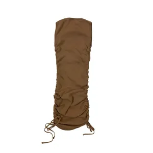 Lioness XS Brown Ruched Bodycon Mini Dress Drawstring Y2K Ribbed Knit Sleeveless thumbnail 3