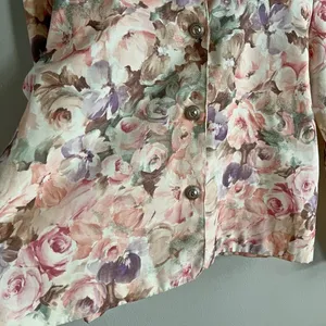 Vintage Pastel Floral Blazer Rose Garden Button Jacket Cottagecore M/L thumbnail 6