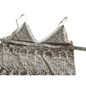 Free People Ivory Beaded Sequin Geometric Embellished Cami Tank Top XS thumbnail 6