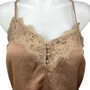 Abercrombie & Fitch Brown Tan Silk Satin Lace Cami Camisole Bodysuit Top Size S thumbnail 3